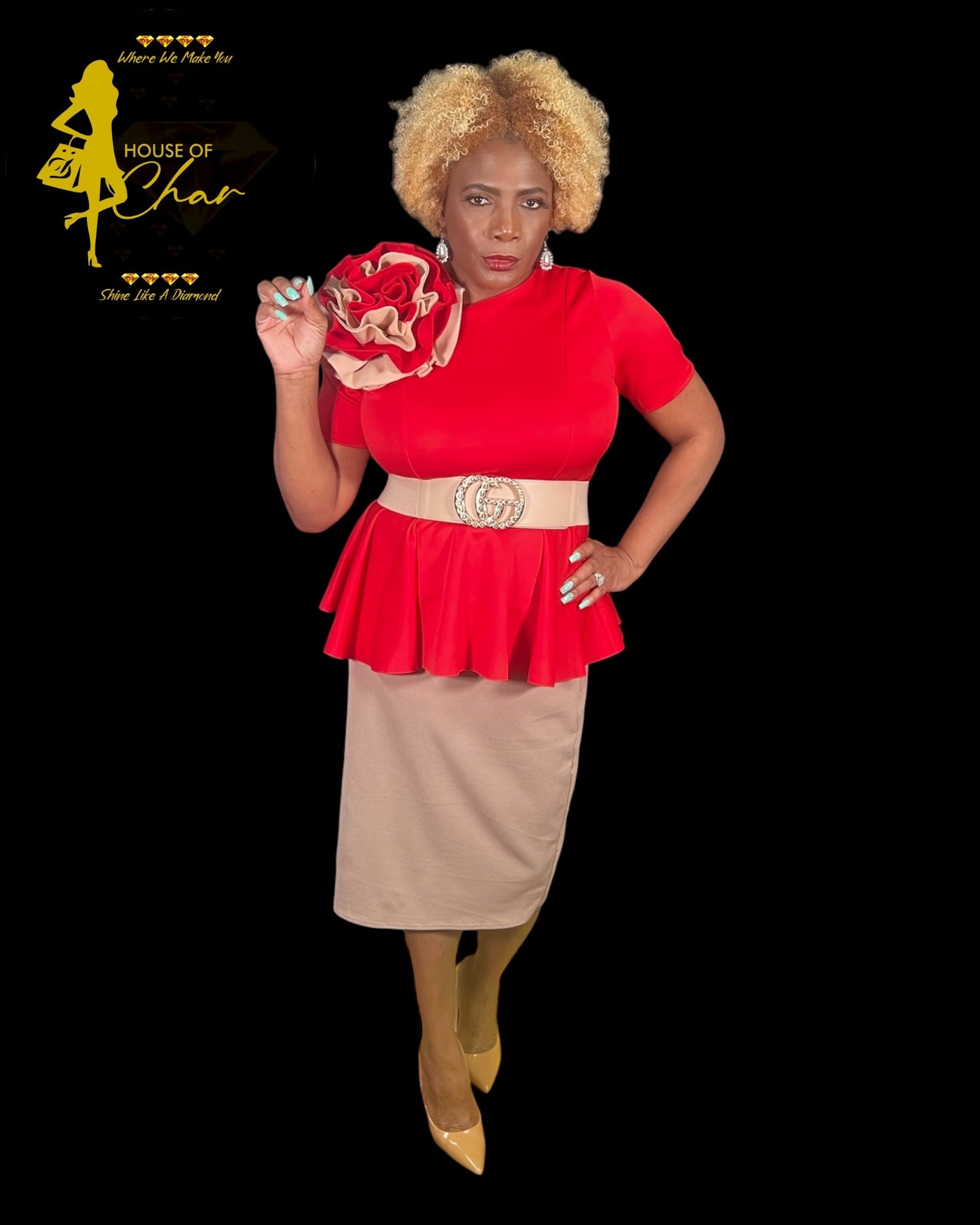 Peplum Flower Pin Blouse