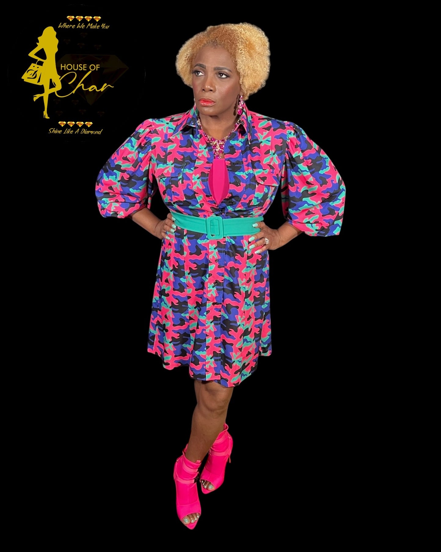 3/4 Length Print Jacket With Belt